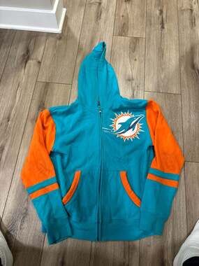 NFL Team Apparel Youth XL Miami Dolphins Colorblock Full-Zip Hoodie